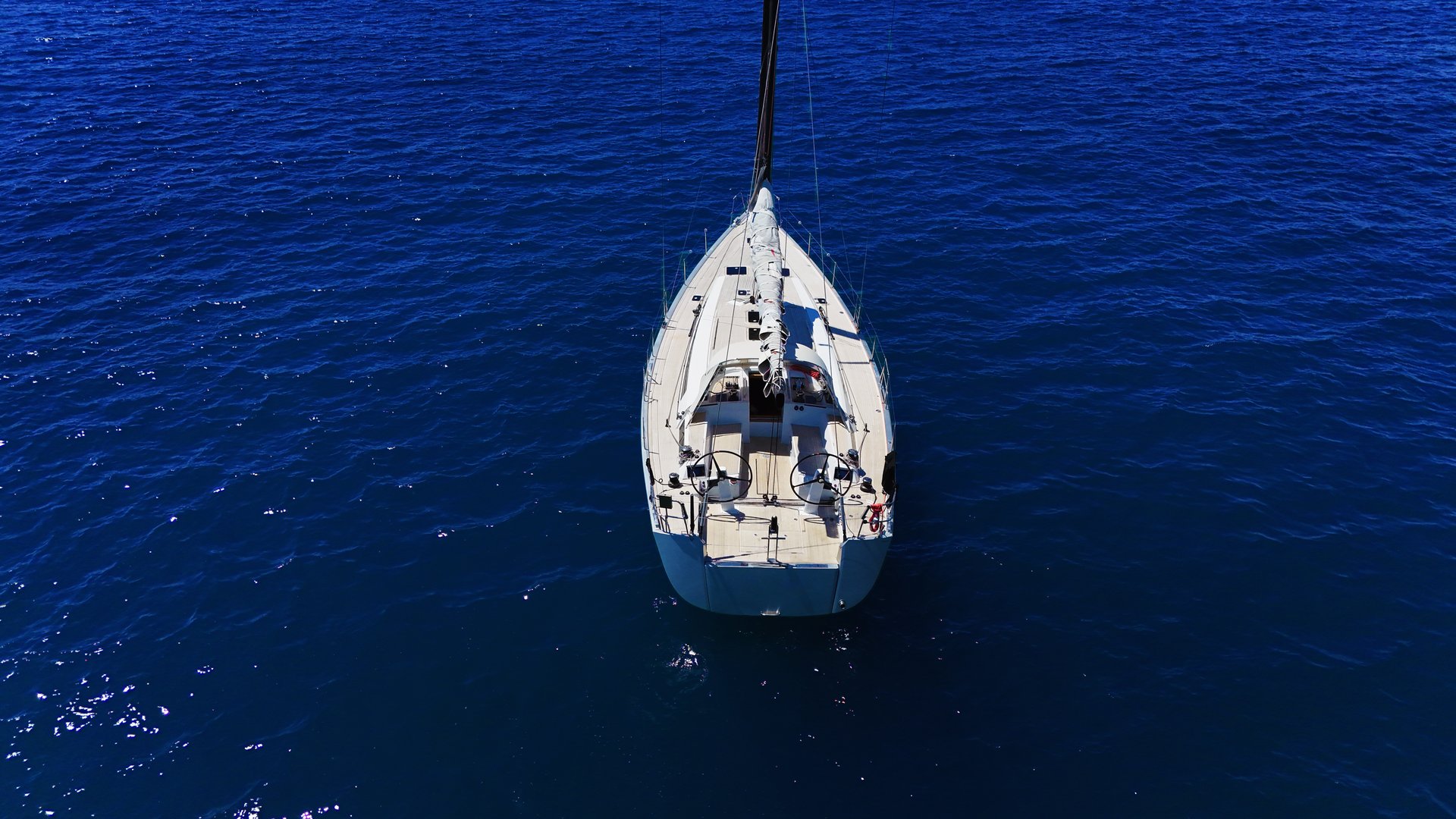 Aerial view of a Grand Soleil 50 on the Ligurian Sea